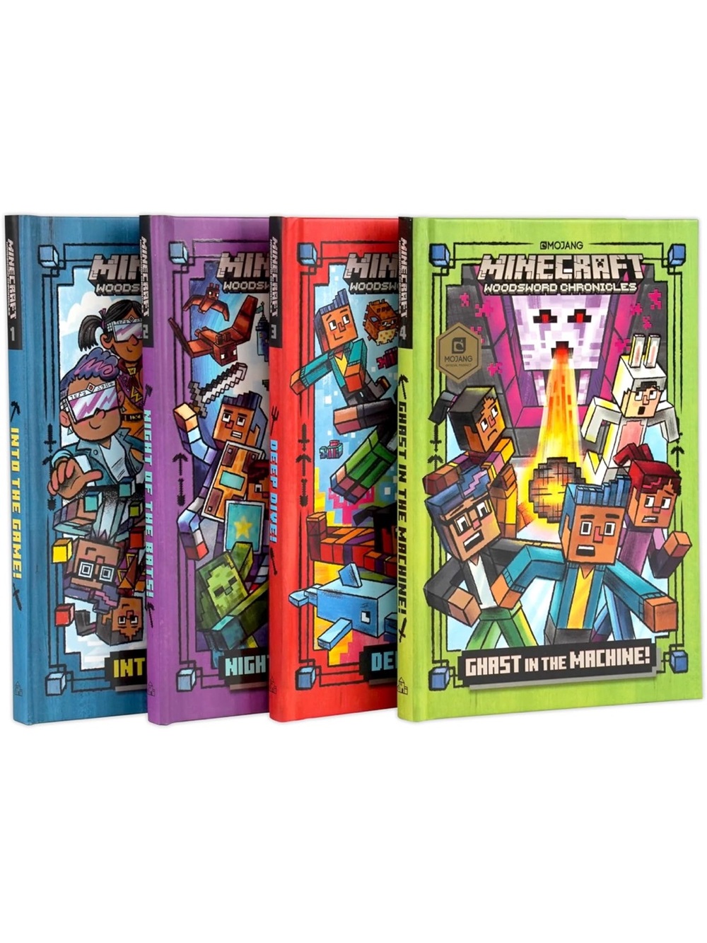 Minecraft Woodsword Chronicles Book Set - Green, Red, Purple, Blue Covers